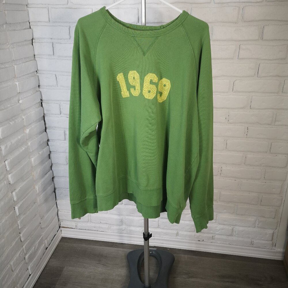 Gap Factory Men's Size XL Green Terry Lined Loose Fit Round Neck Sweat Shirt